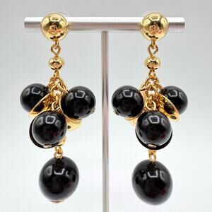 J. Crew Black Pea Pod Drop Earrings Cha Cha Cluster Party Fun Flirty Cute Signed